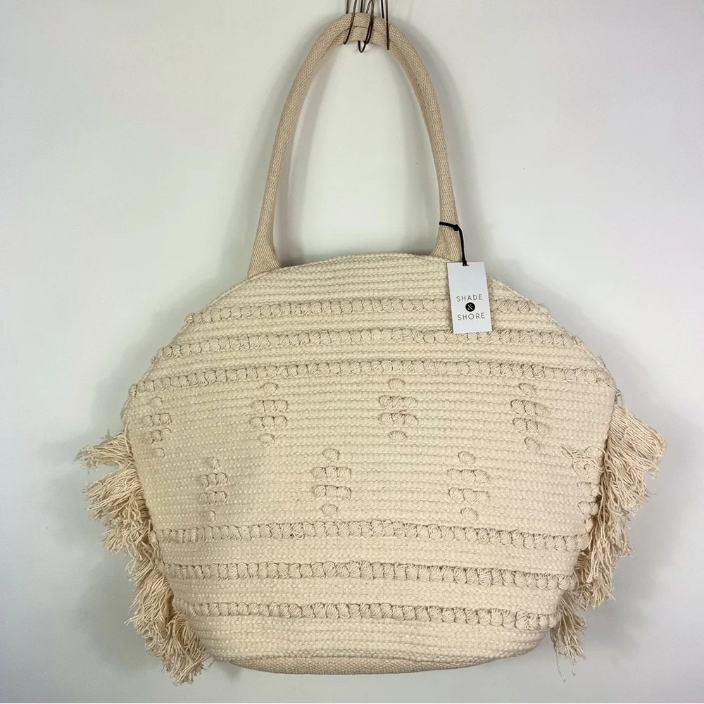 Shade & Shore Cream Oversized Beach Tote Bag